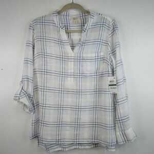 Style & Co Plaid Shirt Roll Up Sleeves Size PL. NWT